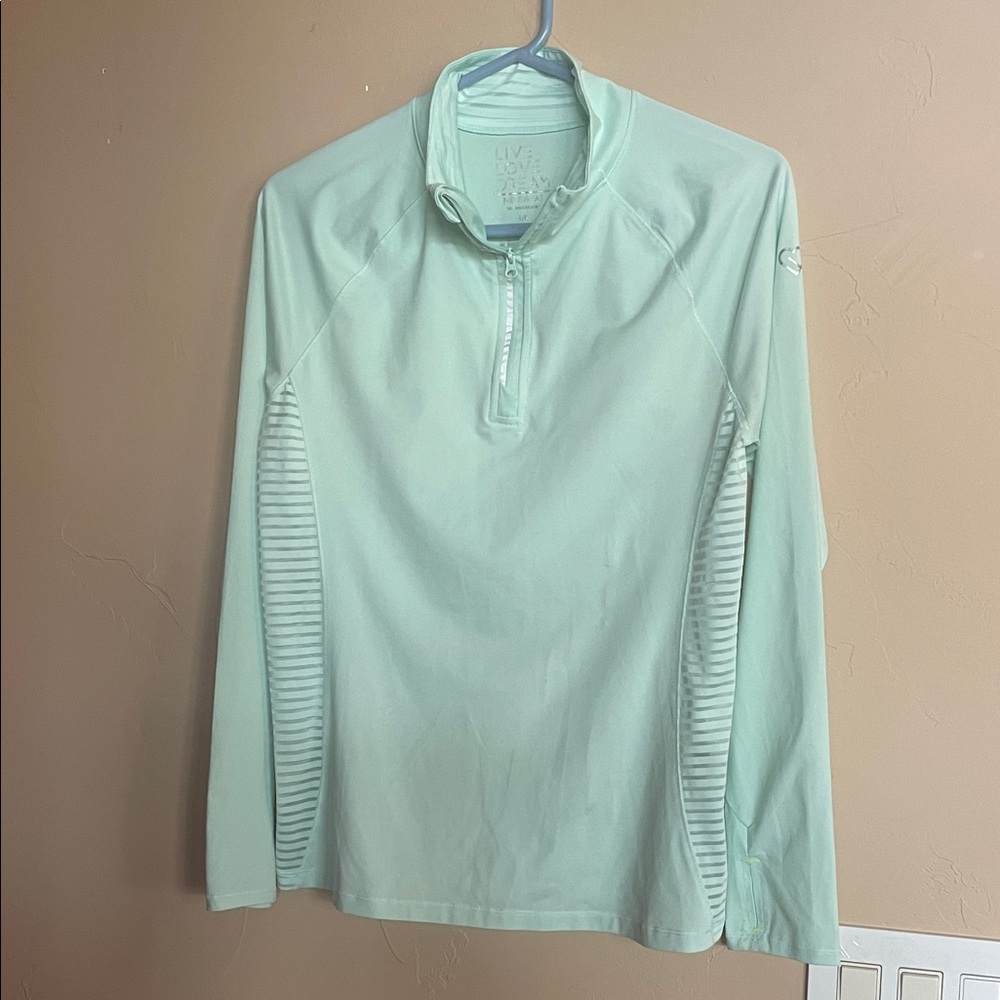 Live Love Dream Mint Green Long-Sleeve Quarter Zip Performance Top Golf Tennis